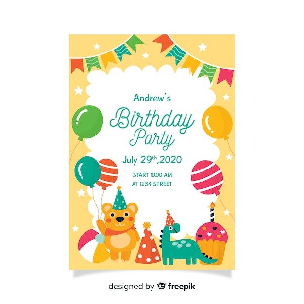 Childish birthday invitation template