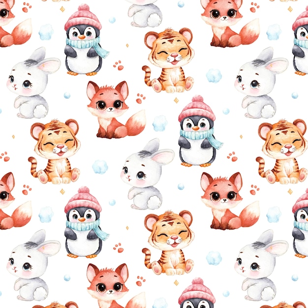 Free Vector childlike animals pattern illustration