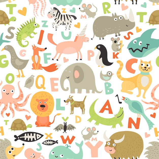 Children Alphabet Seamless Pattern