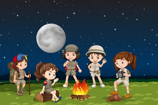 Children around a camp fire