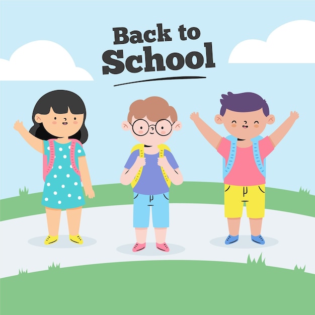 Free Vector children back to school draw