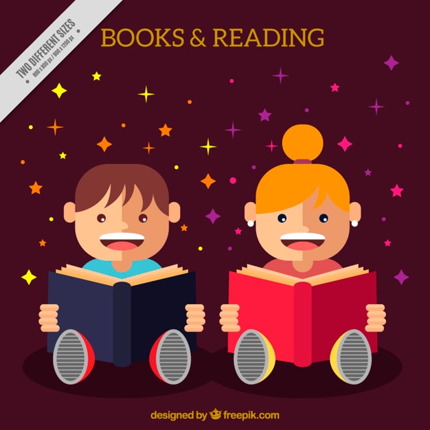 Free Vector children background reading in flat design