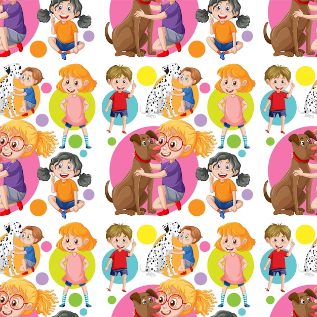 Free Vector children cartoon character seamless pattern