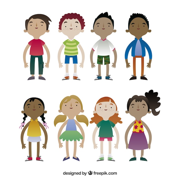 Free Vector children character collection