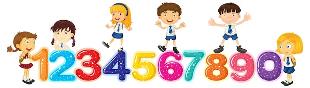 Free Vector children counting numbers one to zero