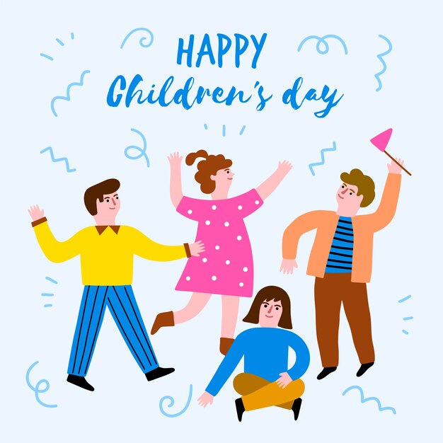 Children day concept in hand drawn