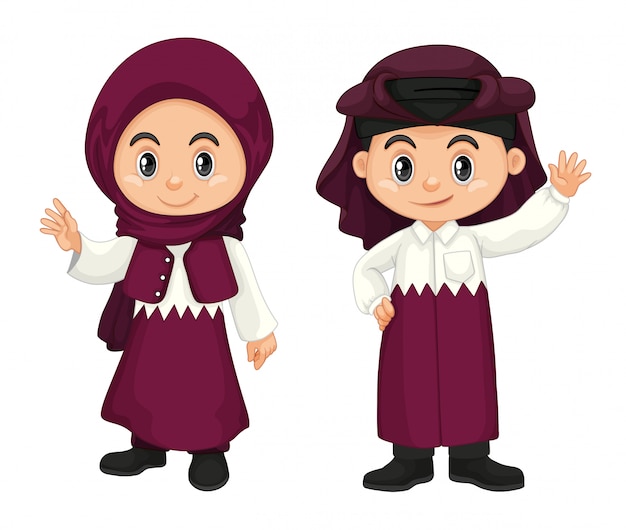 Children from Qatar in purple costume