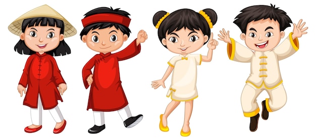 Free vector children kids in red and white costume