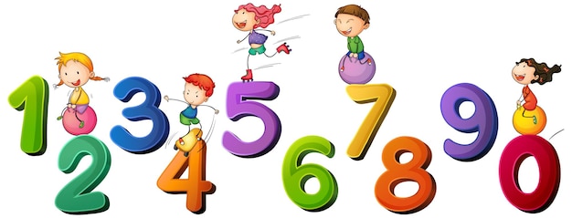 Free vector children and numbers one to zero