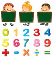 Free vector children and numbers and signs