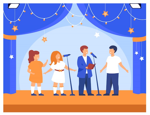 Free Vector children performing at school party or concert