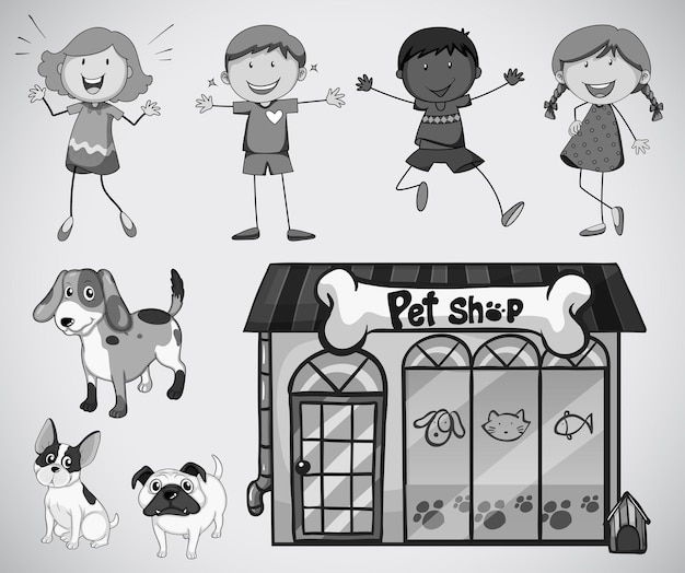 Free Vector children and pet