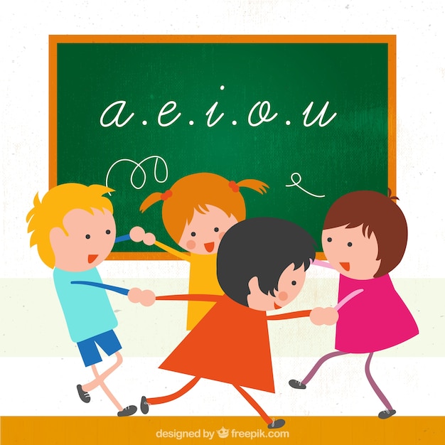 Free Vector children playing in a class