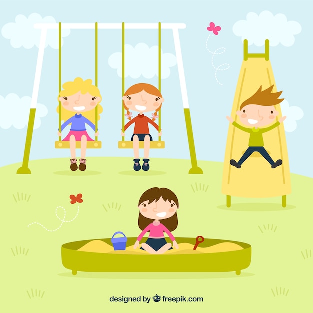 Free Vector children playing in the park