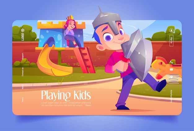 Free Vector children playing on playground, summer games, fun