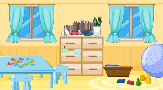 Free Vector children room with many furnitures