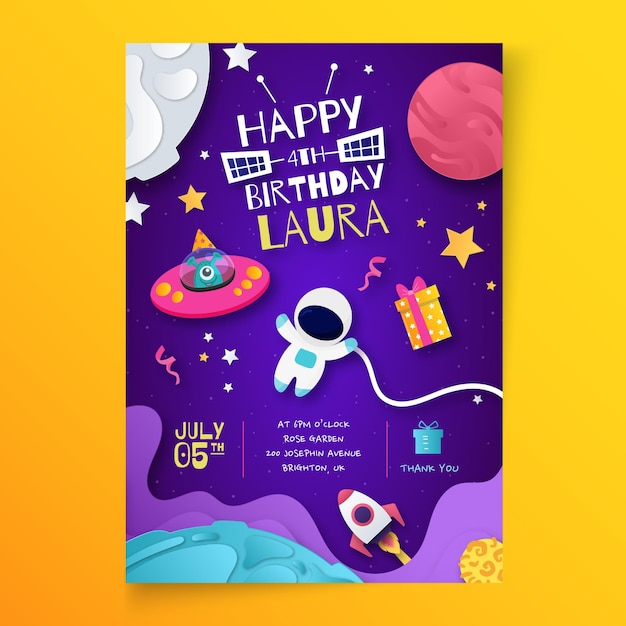 Free Vector children's birthday card template