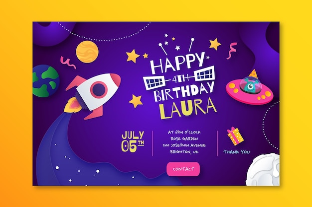 Free vector children's birthday horizontal banner template