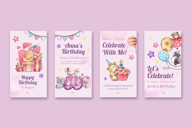 Children's birthday instagram stories collection