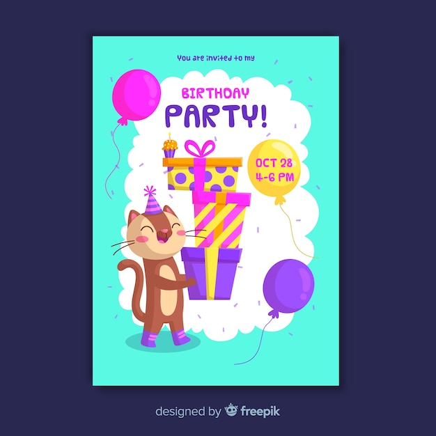 Free vector children's birthday invitation template