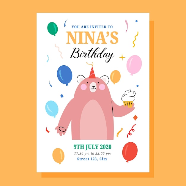 Free Vector children's birthday invitation template