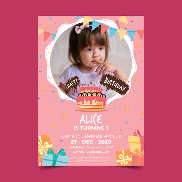 Children's birthday invitation with photo