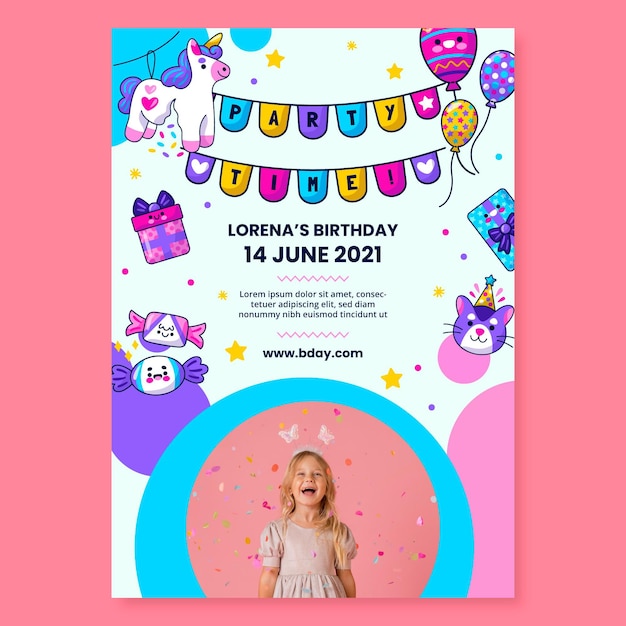 Children's birthday vertical flyer