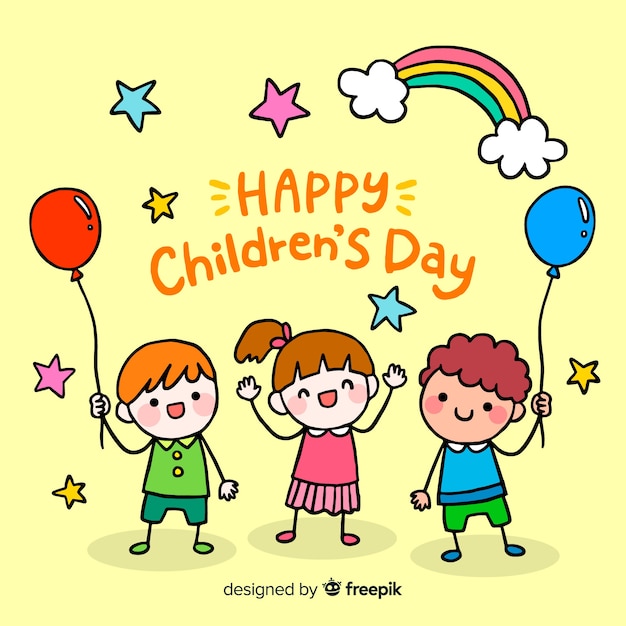 Children's day background with rainbow