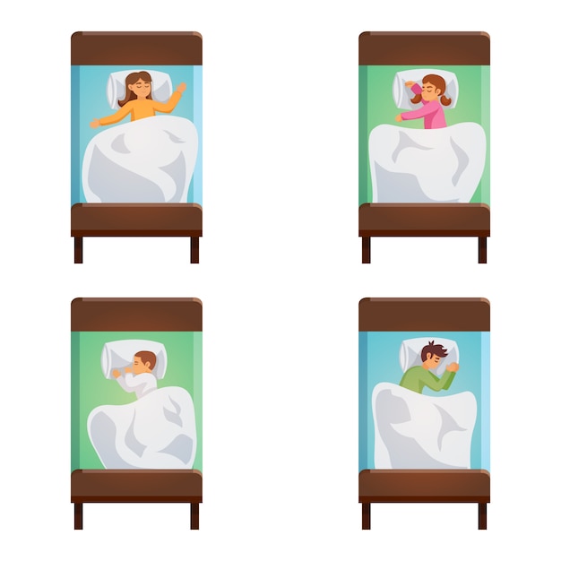 Free Vector children sleeping poses isolated set