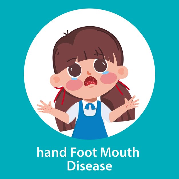 Children symptoms of sick Cartoon child with fever snot cough and sore throat Influenza or cold