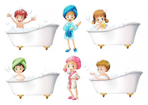 Children taking a bath