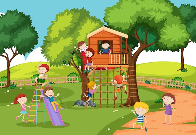 Children at the treehouse