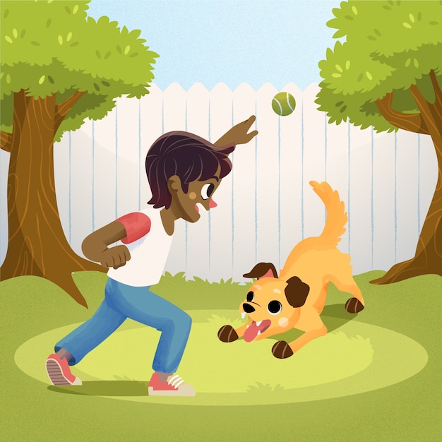 Children with animals illustration