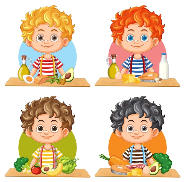 Free Vector children with healthy food choices