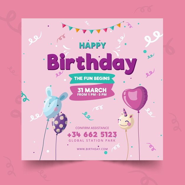 Childrens birthday card template