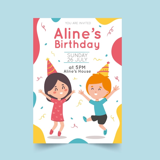 Free Vector childrens birthday invitation template