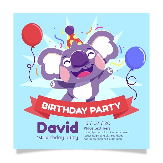 Childrens birthday invitation template