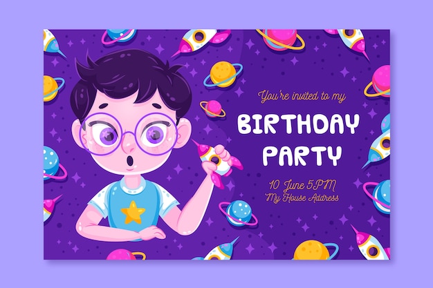 Free Vector childrens birthday invitation template