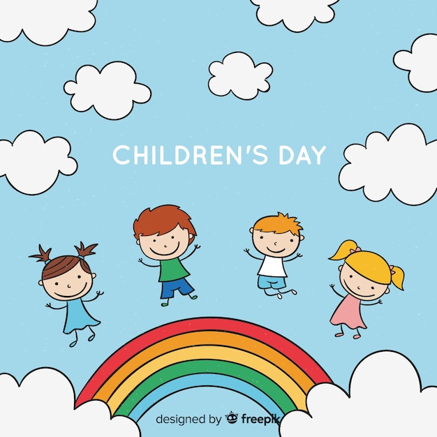 Childrens day background cartoon rainbow