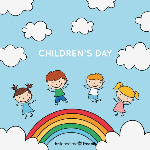 Childrens day background cartoon rainbow