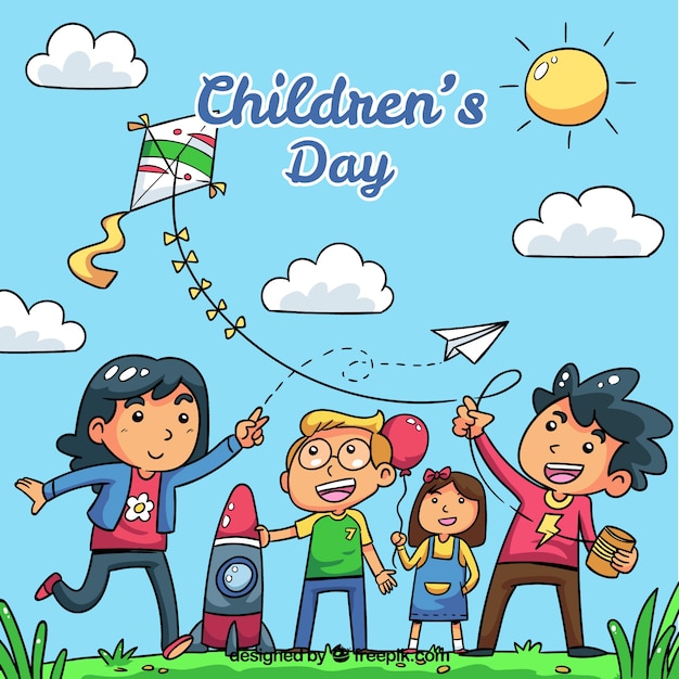 Childrens day concept with kids playing