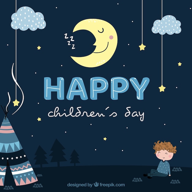 Free vector childrens day design at night