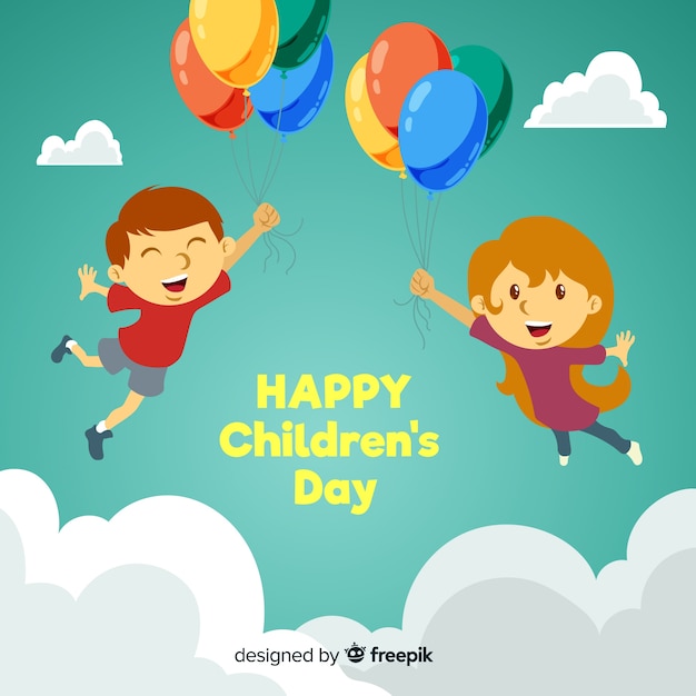 Free Vector childrens day floating kids background