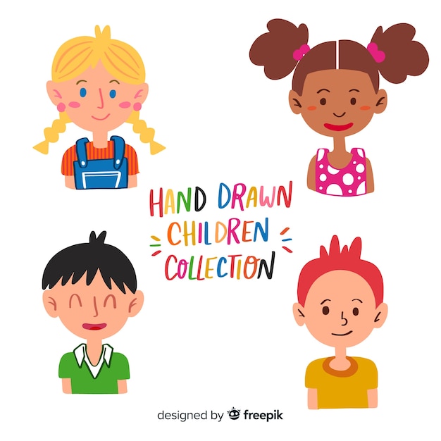 Childrens day hand drawn bust collection