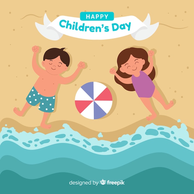 Childrens day kids shore background