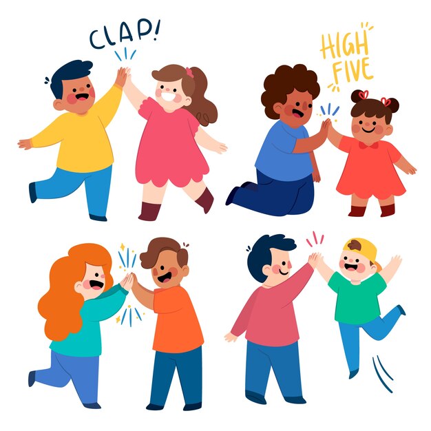 Childrens giving high five illustration