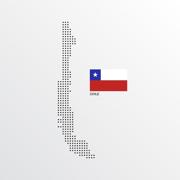 Chile Map design with flag and light background vector 