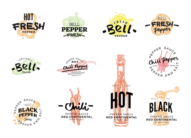 Free vector chili pepper logo set