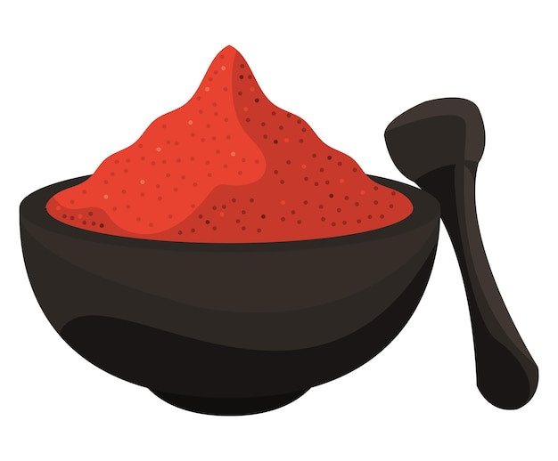 Free Vector chilli powder in mortar stone icon