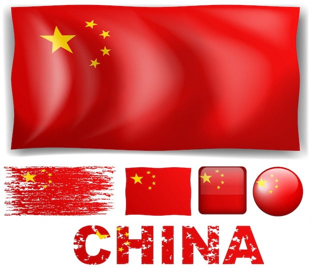 China flag in different design illustration